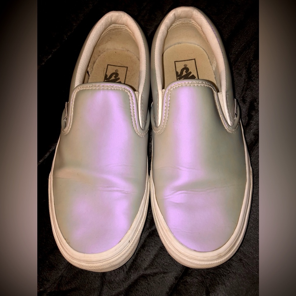 Vans grey muted metallic slip on shoes size 7